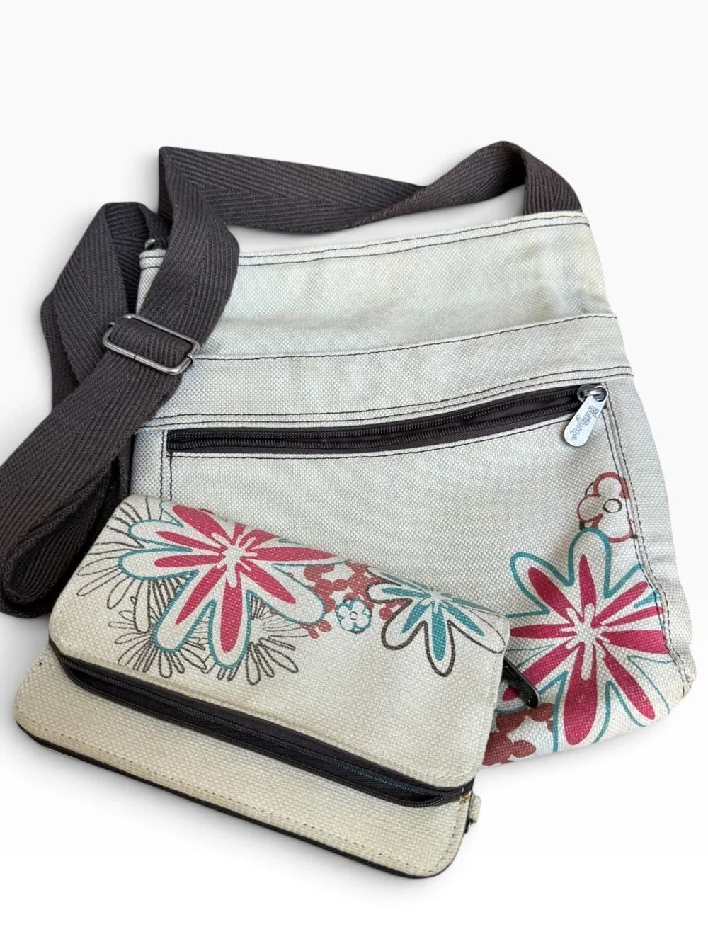 Thirty One Floral Crossbody Bag Purse with Matching Wallet